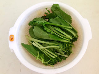 2、白菜炖豆腐,把小白菜清洗干净,沥干水份,切成2段