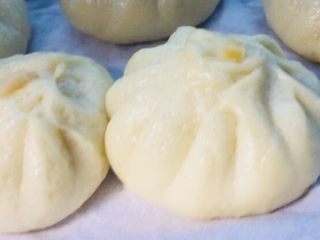 10、#最爱包子#超大粉丝榨菜肉包子,等到包子发酵成一倍大后，开大火蒸15分钟，然后不要打开盖子，记得焖三分钟！