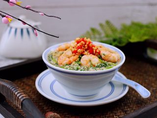 21、豆渣茼蒿虾仁小豆沫,营养丰富又健康美味。