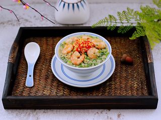 22、豆渣茼蒿虾仁小豆沫,成品一