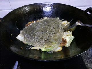 10、猪肉白菜炖粉条,放入粉条；