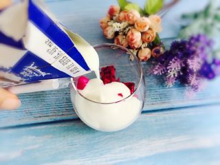 6、火龙果酸奶杯,倒入酸奶