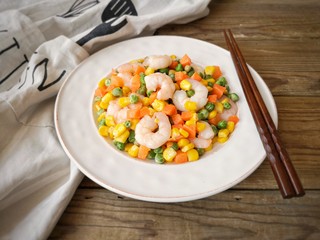 16、玉米炒虾仁,成品。