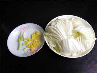 3、猪肉白菜炖粉条,白菜切段，葱白切段，葱绿切葱花、老姜切成姜末；