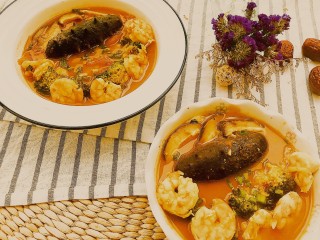 12、茄汁虾仁海参 宴客滋补菜,起锅，红红火火的好喜庆