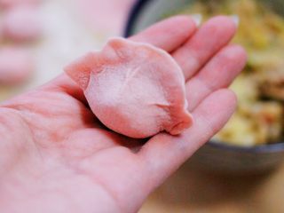 14、酸菜猪肉粉嫩饺子,包成自己喜欢的模样即可。