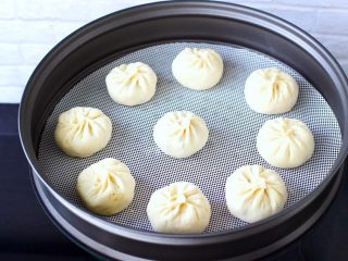 16、茄丁牛肉青椒包,依次包好所有的包子放入锅中，醒发半小时。