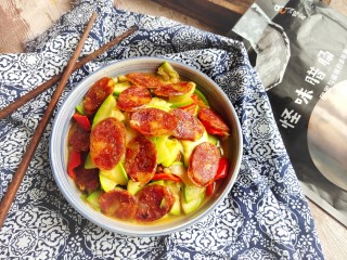 17、西葫芦炒腊肠,敏茹意原创作品～西葫芦炒腊肠