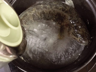 10、黑鱼豆腐汤,倒入开水