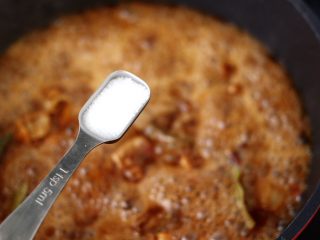 12、快手辣焖鸡块,根据个人口味，加入适量的盐调味。