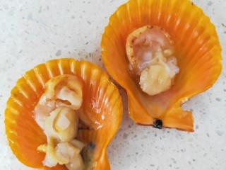 6、韭菜炒扇贝,处理掉各种脏东西,如图(试杀了一只不好操作)