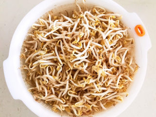 2、韭菜炒豆芽,把豆芽清洗干净，沥干水份