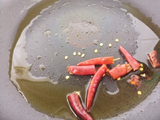 10、羊肉炒香菜,然后把干辣椒放进去炒香