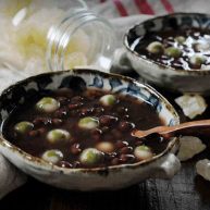 双拼抹茶小圆子红豆汤