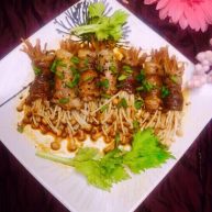 微波炉美食金针五花孜香卷