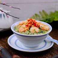 豆渣茼蒿虾仁小豆沫