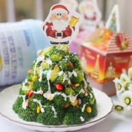 圣诞美食西兰花土豆泥圣诞树