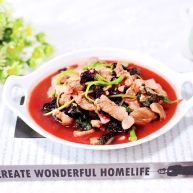 蒜香肉片炒苋菜