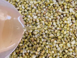 6、无可奈何之香煎绿豆饼,蒸熟后加入正好没过绿豆的开水。(啊！我就是这步骤做错了，不应该加水的！！！！可是我要纪录告诉大家我错哪了啊！！！！)