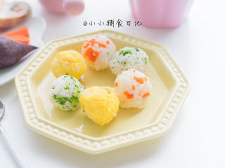 12、三色芝心饭团,完成