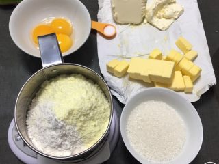 1、奶酪曲奇饼干,所有材料清单。