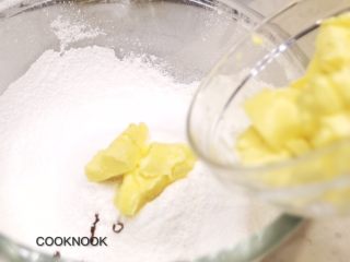 5、圣诞黄油饼干,倒入切成块的黄油