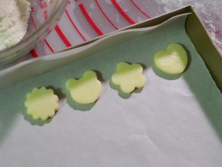 4、宝宝奶片,烤盘里面垫上油纸，避免粘在烤盘上。