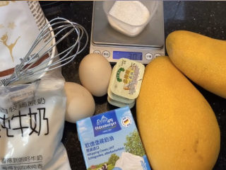 1、芒果千层,准备好食材