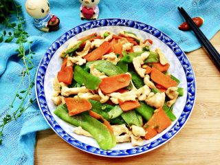 36、翠羽红霞映玉光➕荷兰豆滑炒鸡片,成品