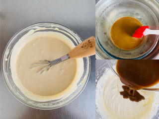 13、香醇的咖啡慕斯,最后将融化好的液体与淡奶油充分搅拌均匀