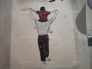 10、父亲节——父爱如山彩绘蛋糕,再用对应颜色面糊画出上衣,裤子。