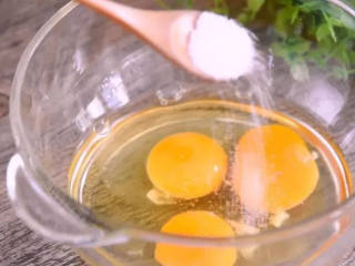 3、教你做好吃的银鱼蒸蛋，难度系数一般，味道好极了 ！,碗中打入鸡蛋，加入盐，搅拌成蛋液
