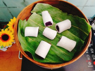 15、辅食计划+水晶紫薯卷,将紫薯卷摆上