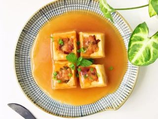 6、宝宝辅食：豆腐箱（肉末酿豆腐）,出锅