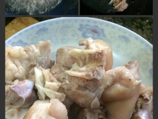 2、地方菜   姜醋,猪脚洗净，飞水后再用清水冲洗，捞出沥干后备用