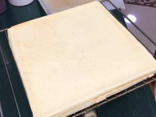 18、桑椹蛋糕卷,冷却一下,有余温的时候另一张烤盘纸覆盖上去,翻个身。
