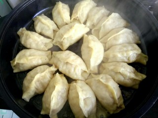 16、#猪五花#  白菜猪肉锅贴,把水耗干，底部焦黄，即可关火出锅