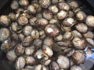 2、毛蛤肉拌菠菜,将毛蛤蜊洗净，放入锅中加入水煮。