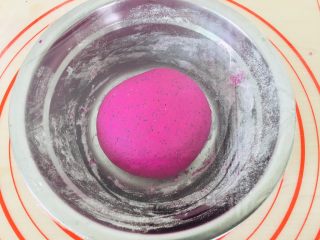 7、火龙果馒头,面团揉光滑密封发酵。