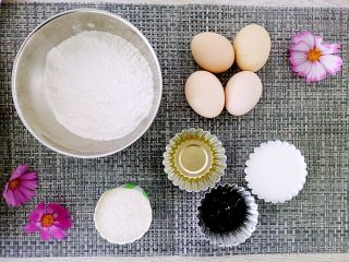 1、海绵蛋糕,原料图