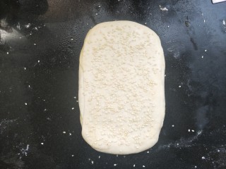 14、发面千层饼,表面抹上水，撒上白芝麻。