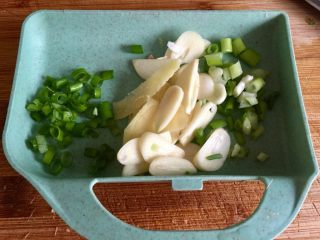 16、红墙绿瓦，墨走游龙➕阿晨家常豆腐,小葱分葱白葱绿切末（阿晨只用了葱白，葱绿放在别的菜里了）姜蒜分别切薄片备用