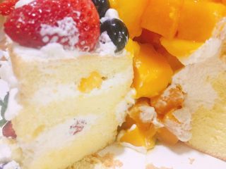 34、鲜果裸蛋糕（最简易的奶油水果蛋糕）,切开满满的夹心水果，太棒了