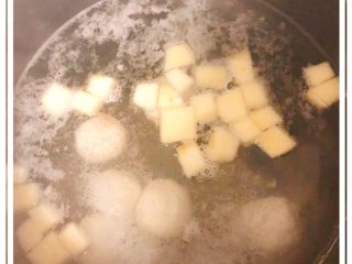 8、宝宝汤圆,起锅烧水，锅中水开倒入汤圆，煮5分钟，汤圆呈半透明状就表示已经熟啦！5分钟后再倒入苹果粒煮3分钟，放入少量冰糖调味即可！