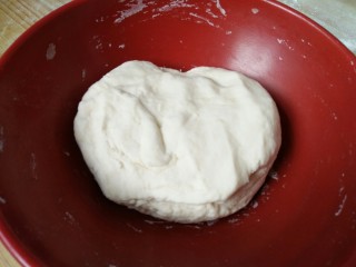 2、千层肉饼,最后揉成面团盖保鲜膜放一边苏醒一会儿