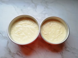 12、亚麻籽戚风蛋糕,将混合好的亚麻籽蛋糕糊从模具的中间开始倒入模具里面，从高处垂直摔几下震出大气泡。