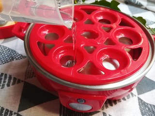 7、玉子豆腐酿虾仁,注入一杯水