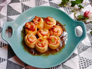 13、玉子豆腐酿虾仁,吃的时候淋上酱汁