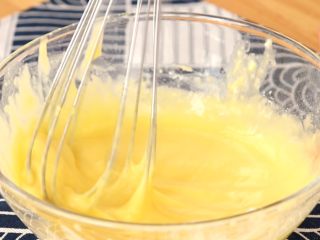 3、圣诞草莓蛋糕卷,蛋黄中加玉米油、牛奶，搅拌均匀