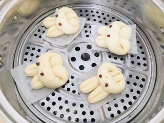 14、小白兔馒头,冷水上锅，醒发1.5倍大。